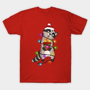 Raccoon Christmas Lights Funny Trash Panda Xmas Gift T-Shirt